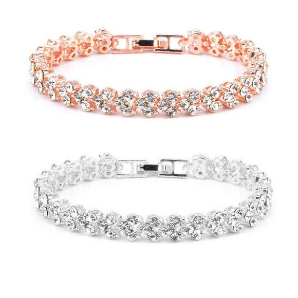 ORENTINI Jewelry - 18K Rose or White Gold Silver Plated 7.5in Tennis Bracelet 3mm Round CZ Stones